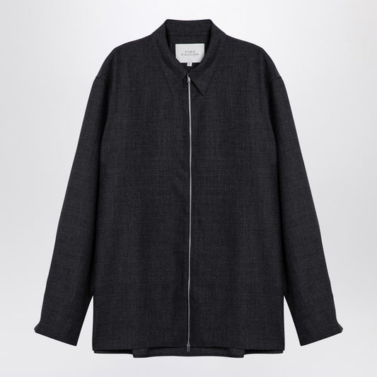 Dark Grey Wool Zip Shirt