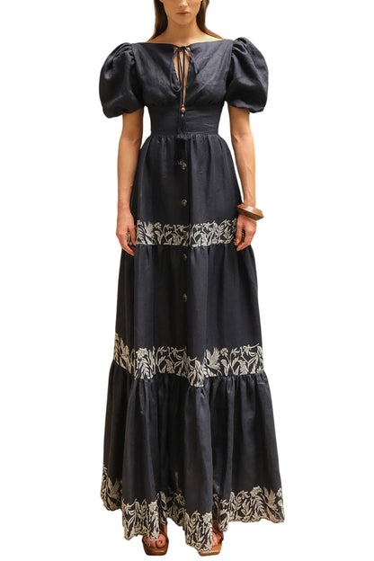 AGADIR EMBROIDERED MAXI DRESS