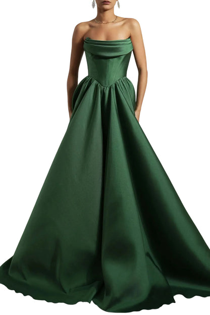 ALAYA FOREST GREEN MIKADO DRESS