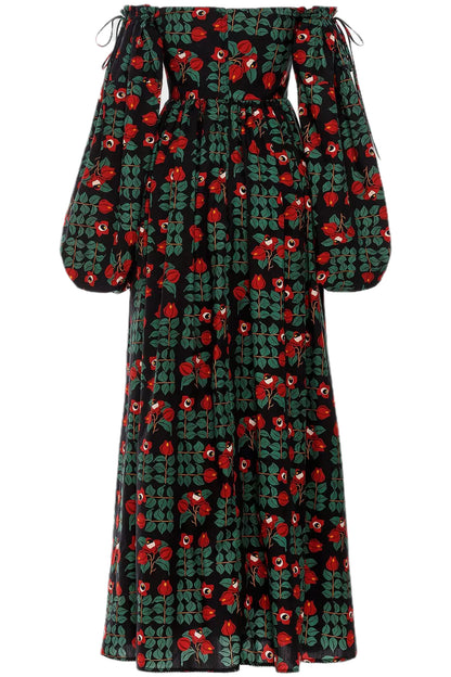 ALHELI PRINTED COTTON OFF-THE-SHOULDER MAXI DRESS
