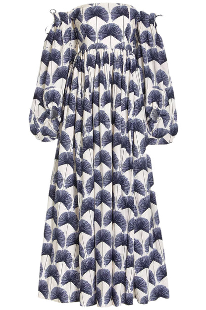 ALHELI PRINTED COTTON OFF-THE-SHOULDER MAXI DRESS
