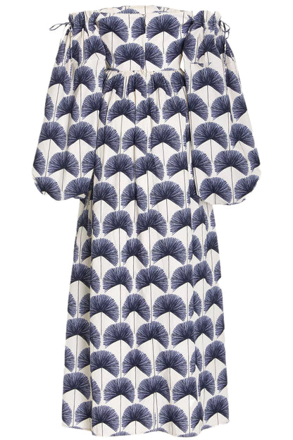 ALHELI PRINTED COTTON OFF-THE-SHOULDER MAXI DRESS