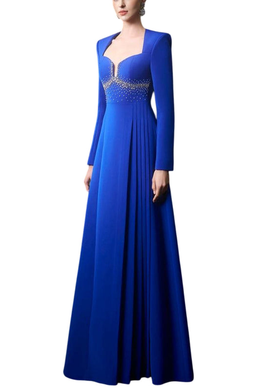 ANNE QUEEN NECK FLARED A-LINE DRESS