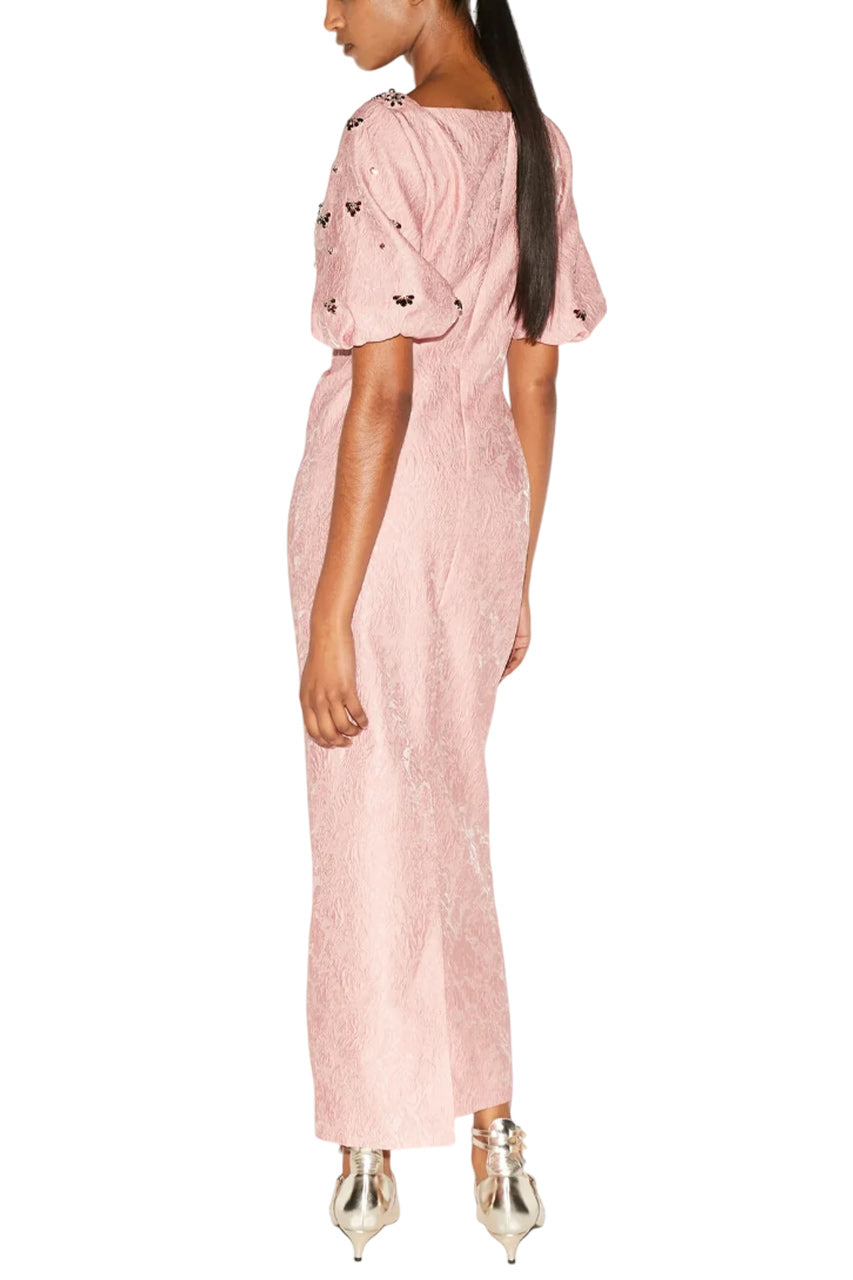 ARETHA PINK EMBELLISHED JACQUARD DRESS
