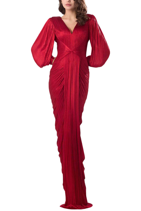 ASTER V-NECK LONG SLEEVE FITTED GOWN