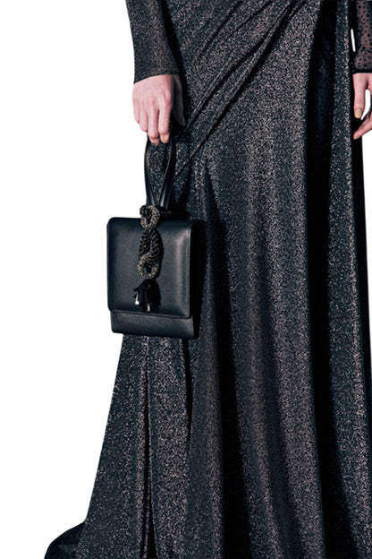 ASYMMETRICAL CRYSTAL MESH GOWN
