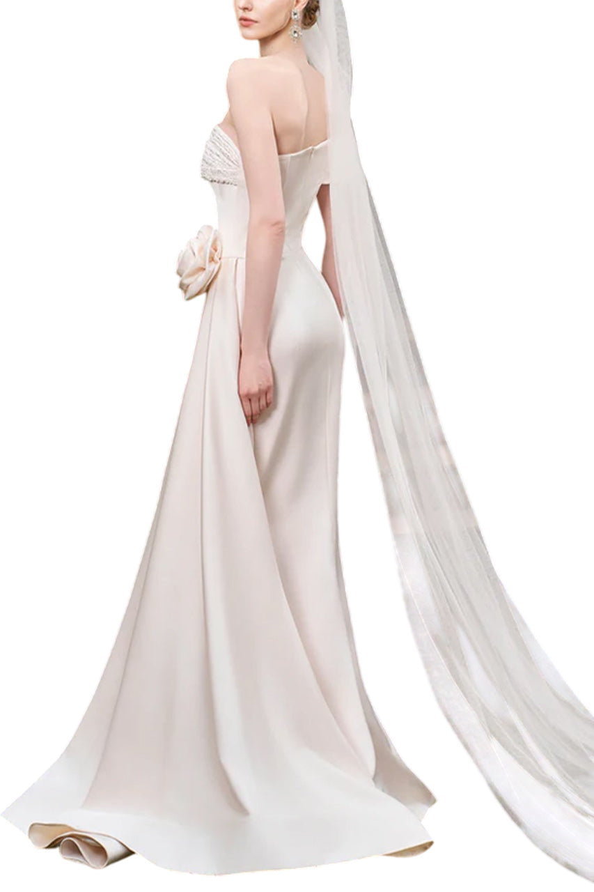 ASYMMETRICAL SHOULDER GOWN WITH DRAPPED DETAILS