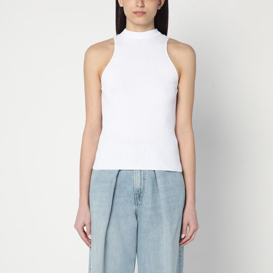 White Ribbed Tank Top