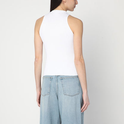 White Ribbed Tank Top