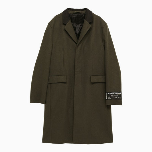 Single-breasted Wool-blend Military Coat