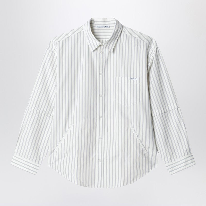 Double sleeve button-up shirt off white