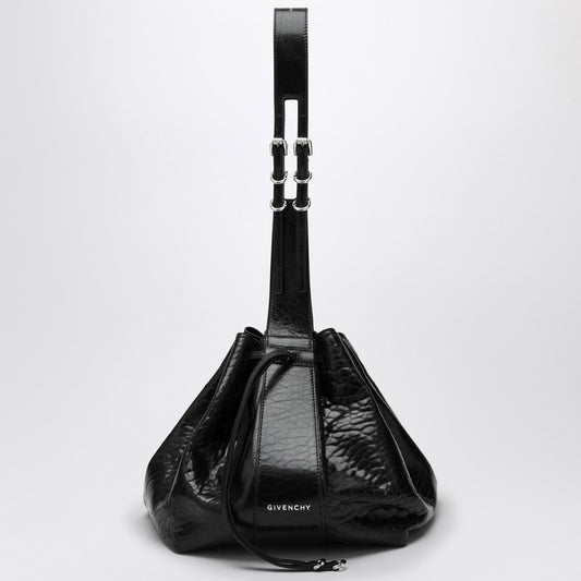 Pumpkin Medium Bag In Black Cracked Patent Leather