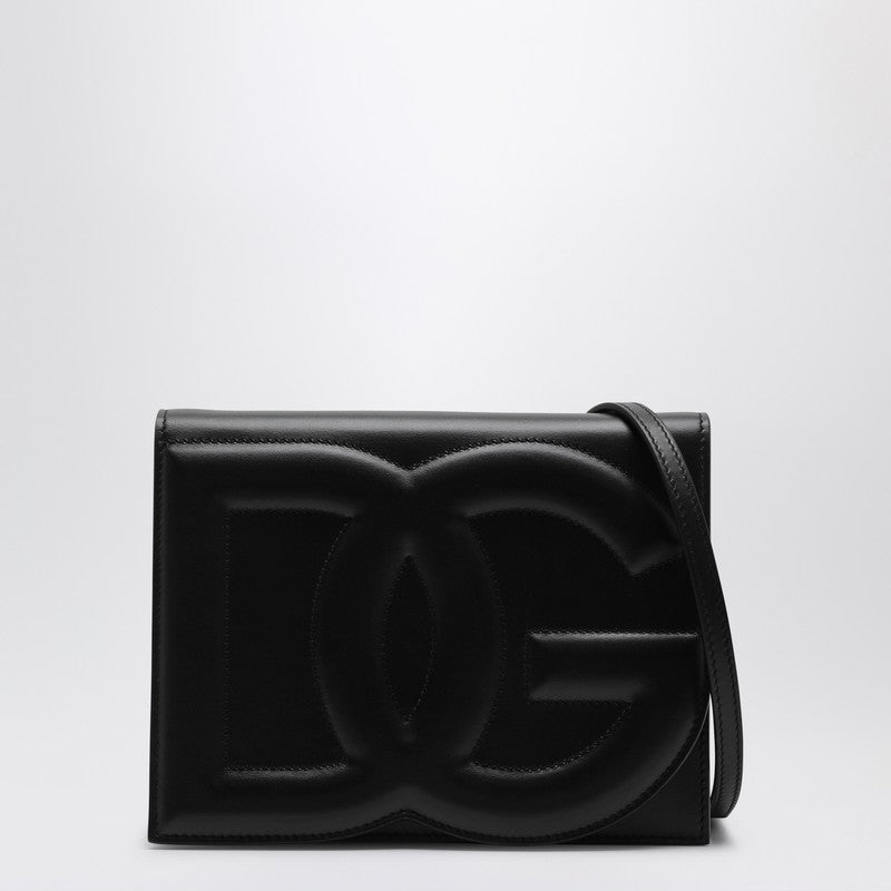 Black DG Logo Leather Shoulder Bag