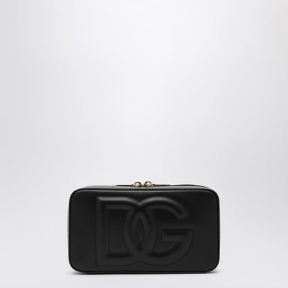 Black Leather Shoulder Bag With Logo