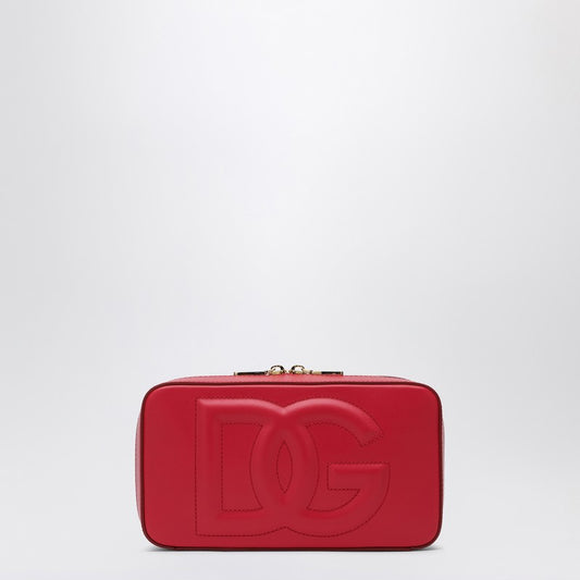 Red Leather Shoulder Bag With Logo