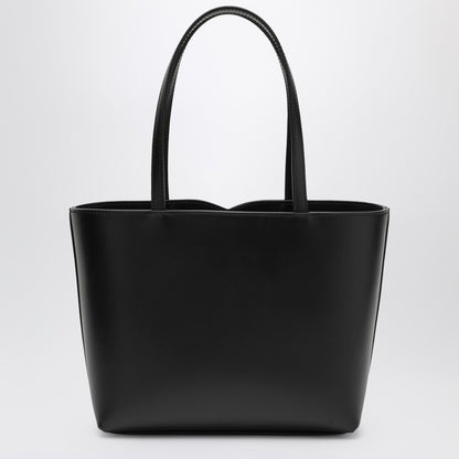 DG Logo Black Leather Small Tote Bag