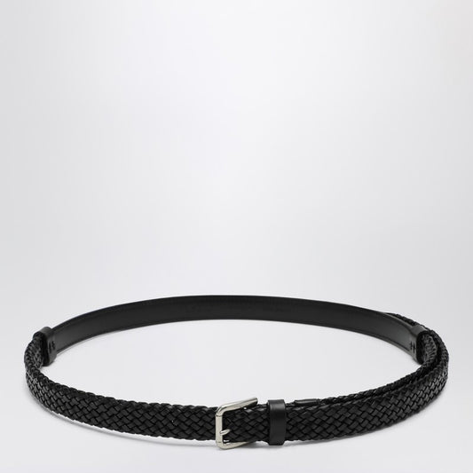 Black Woven Leather Belt