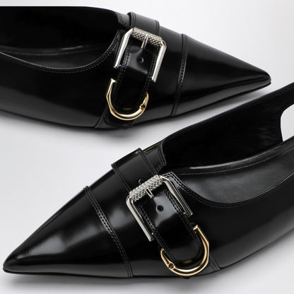 Voyou Black Leather Slingback