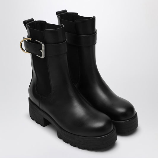 Voyou Black Leather Ankle Chelsea Boot