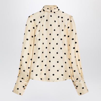 Polka Dot Silk Blouse With Bow