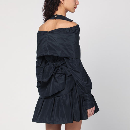 Black Blue Crossover Blouse