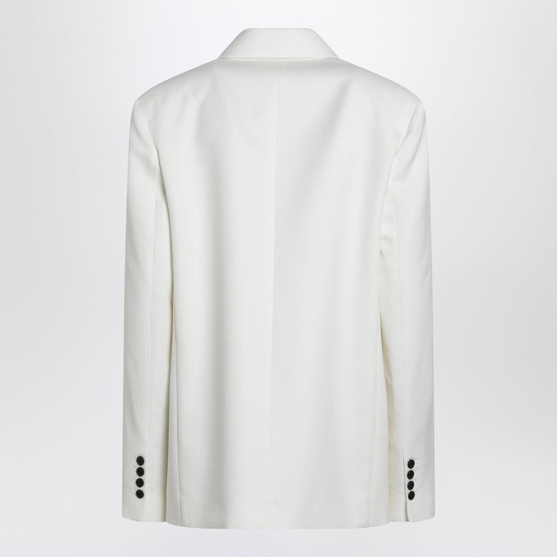 White double-breasted wool-blend jacket