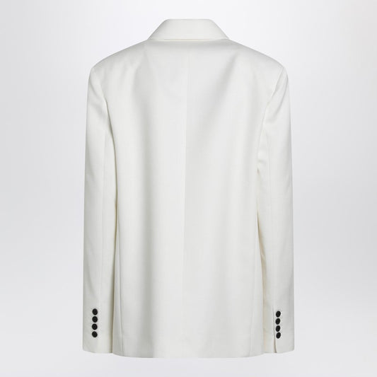 White double-breasted wool-blend jacket