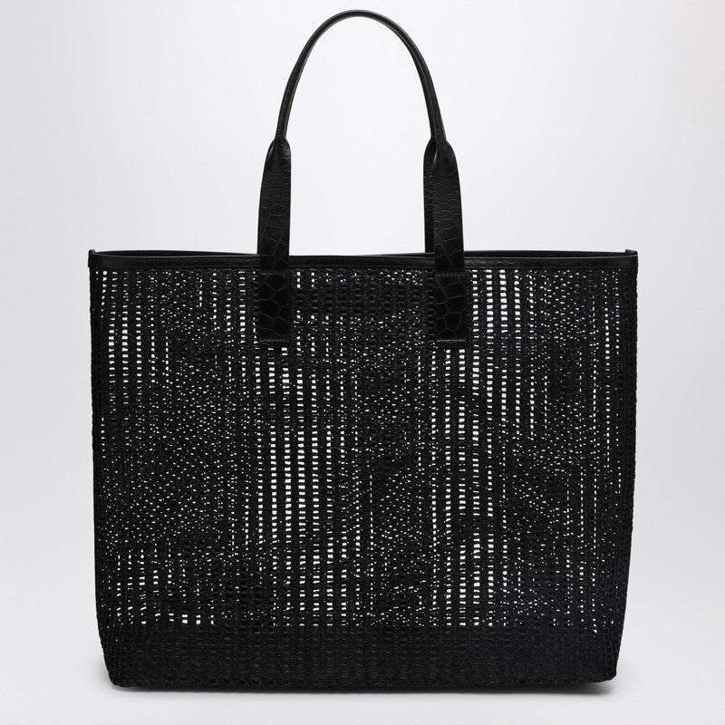 Adamo Shopping Bag In Black Woven Mesh