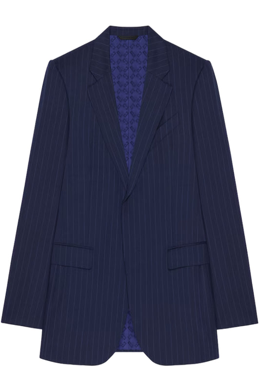 Slim Fit Striped Jacket In Wool