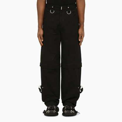 Black trousers with removable bottoms