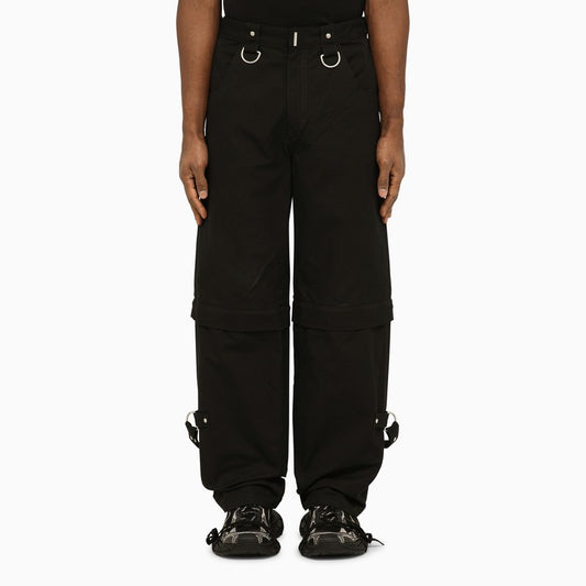 Black trousers with removable bottoms