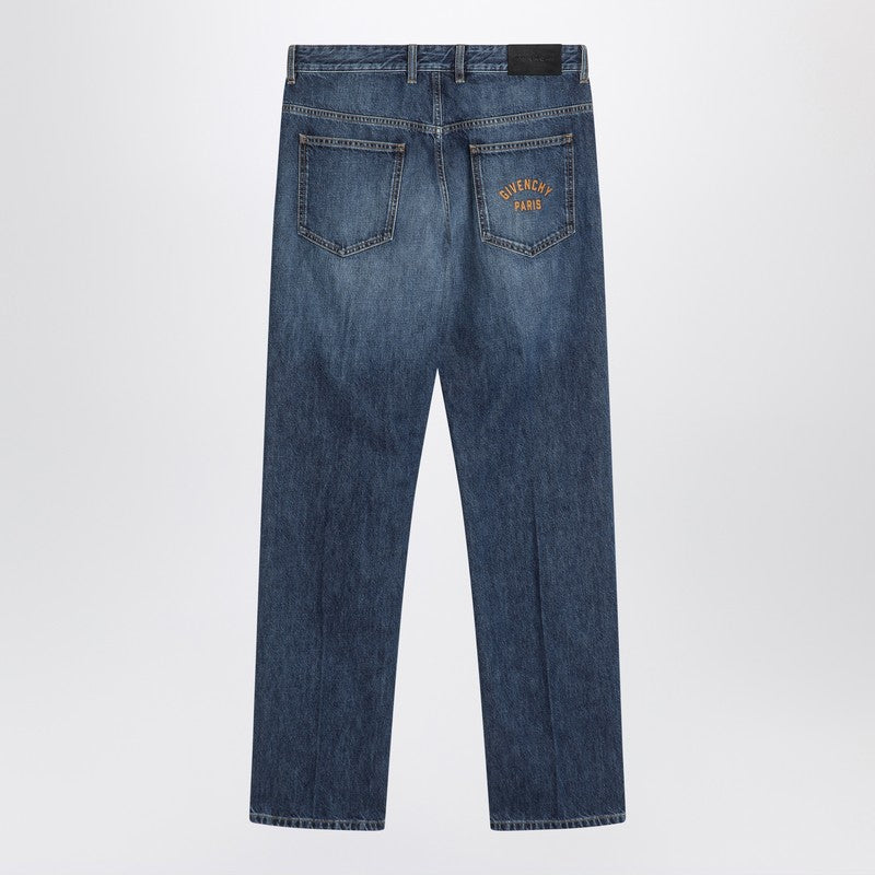 Straight jeans dark blue washed effect