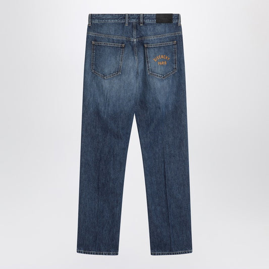 Straight jeans dark blue washed effect