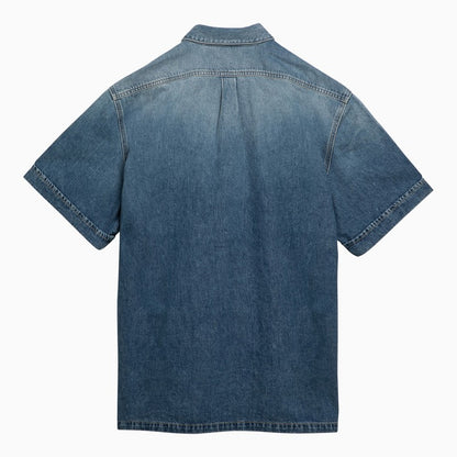 Blue denim short-sleeved shirt