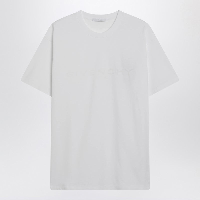 White cotton and silk T-shirt with jacquard logo