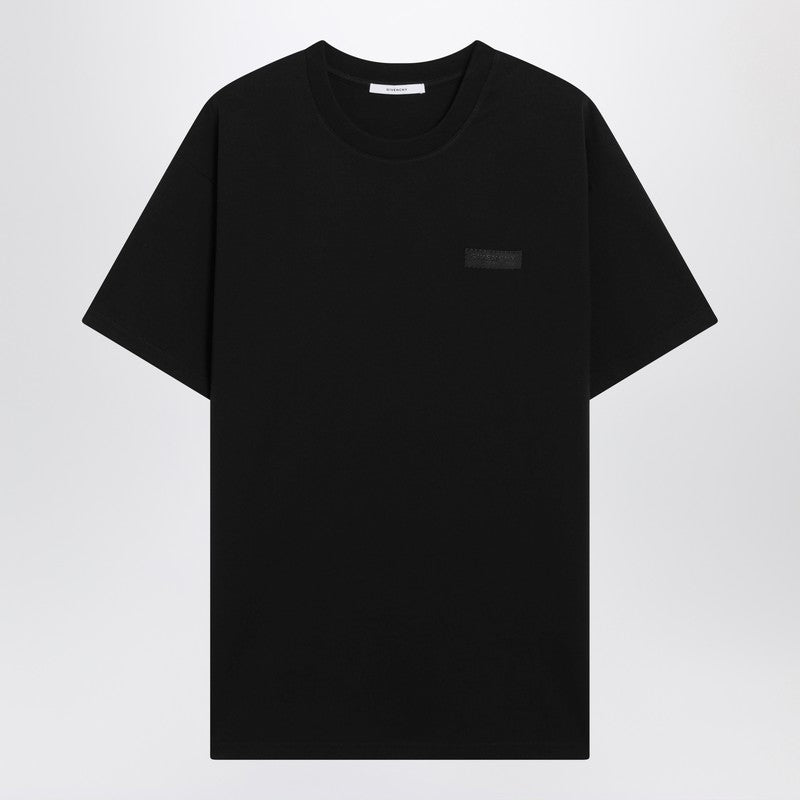 Black cotton T-shirt with logo patch