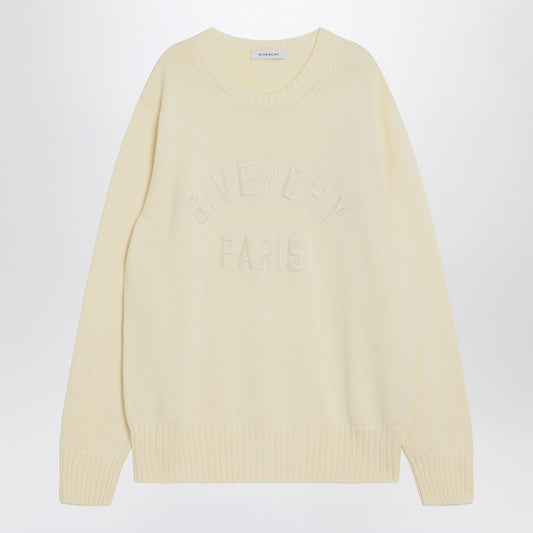 Sweater écru in cotton with logo