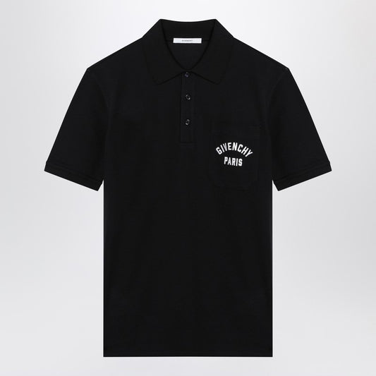 Dark blue polo shirt with logo embroidery