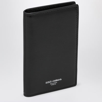Black Leather Vertical Card Holder With Logo