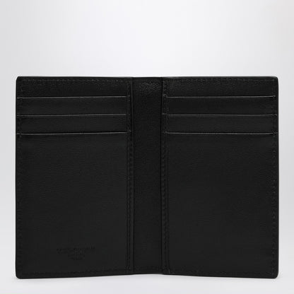 Black Leather Vertical Card Holder With Logo