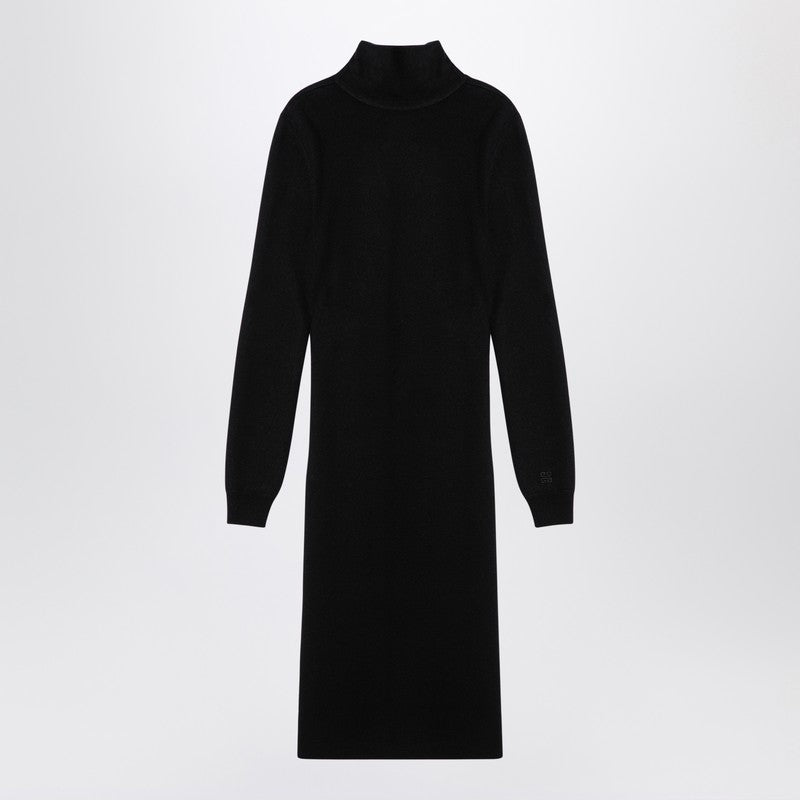 Black Wool-blend Turtleneck Dress