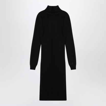 Black Wool-blend Turtleneck Dress