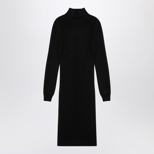 Black Wool-blend Turtleneck Dress