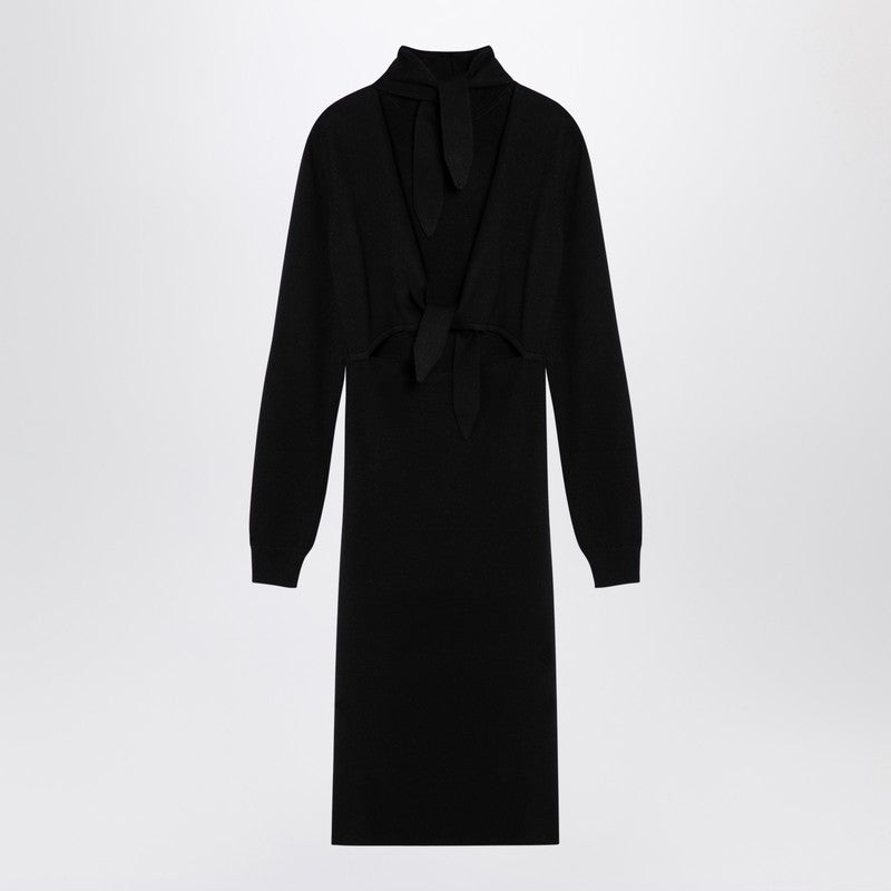 Black Wool-blend Turtleneck Dress