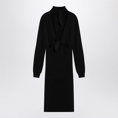 Black Wool-blend Turtleneck Dress
