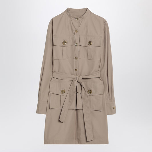 Taupe Safari Dress In Poplin