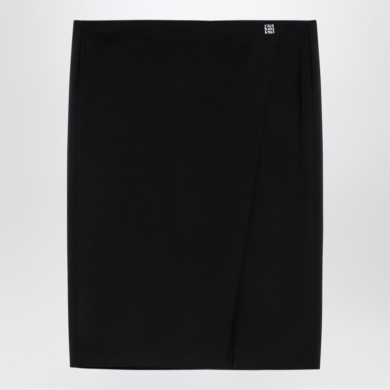 Black Wool Skirt With Metal Button 4G