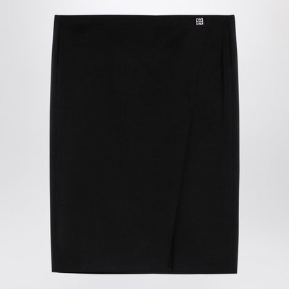 Black Wool Skirt With Metal Button 4G