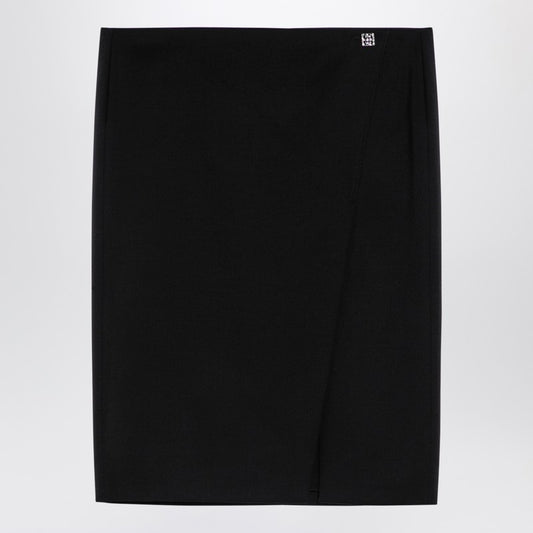 Black Wool Skirt With Metal Button 4G