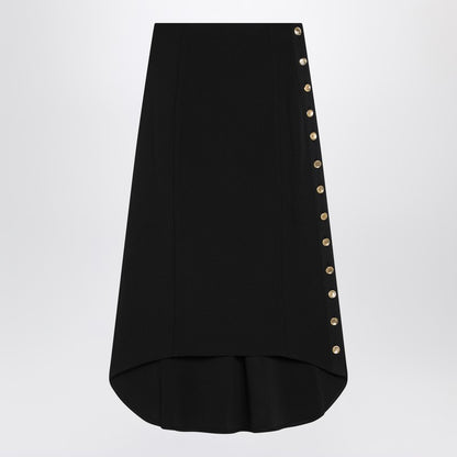 Black Milan Stitch Skirt With Buttons
